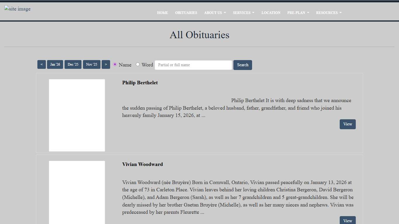 All Obituaries Alan R. Barker Funeral Home & Chapel Inc. Carleton Place, ON