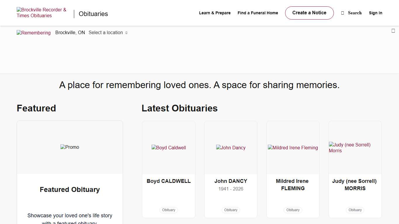 Obituaries Brockville Recorder & Times